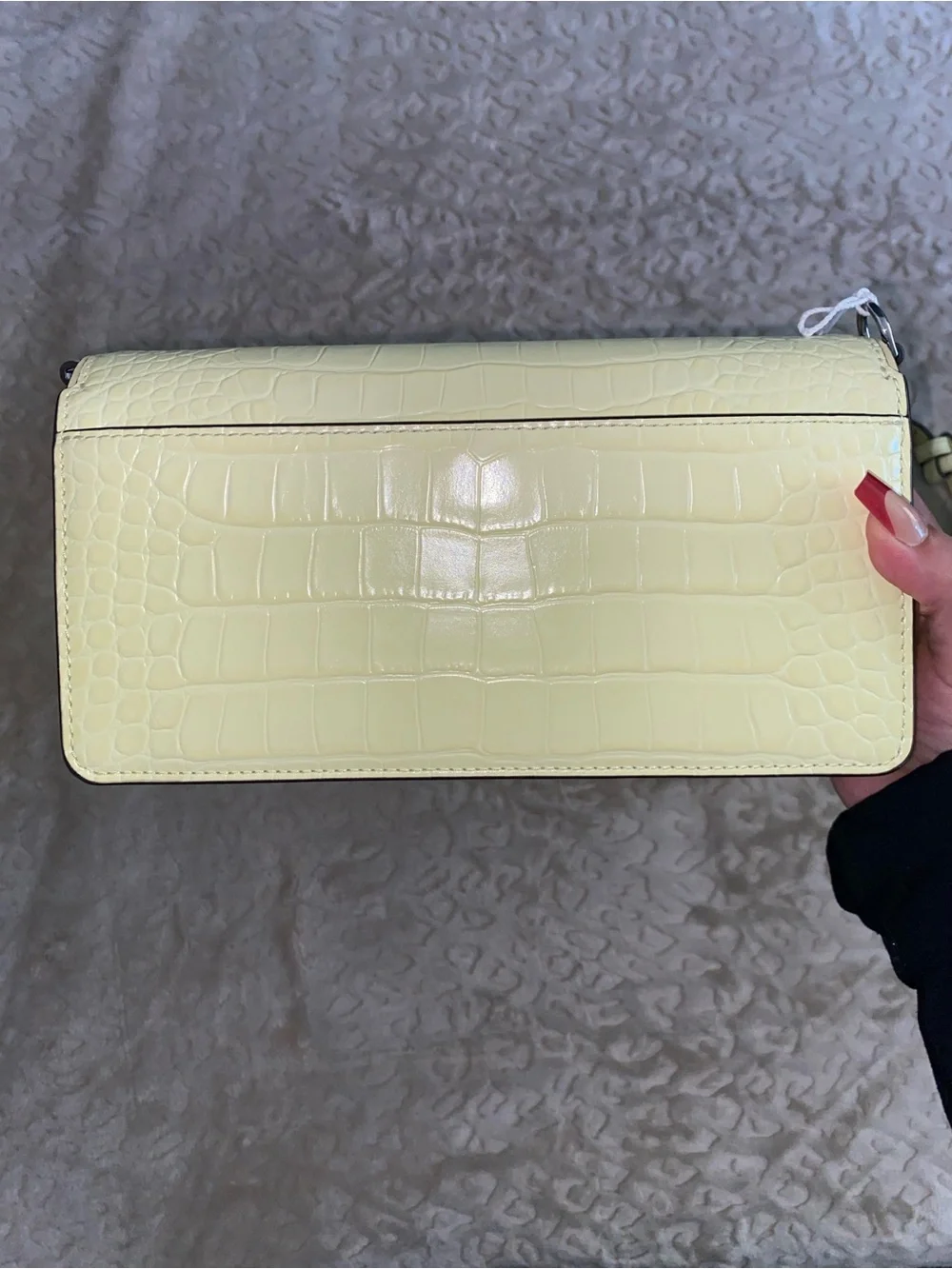 Tory Burch Pale Yellow Croc-Embossed Leather Crossbody